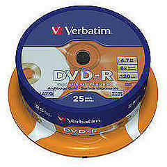 DVD-R AZO 16X 4.7GB Wide Inkjet Printable No ID Proffesional