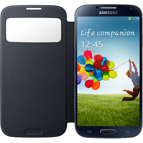 Husa S-View Cover Samsung EF-CI950BBEGWW, compatibila i9500 Galaxy S4 si i9505 Galaxy S4, Negru
