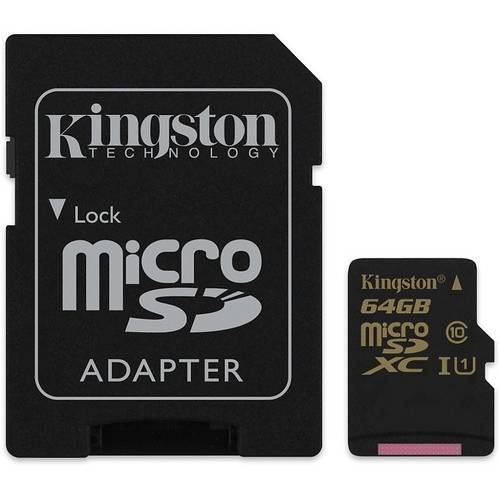 Card Memorie Kingston Micro SDXC UHS-I U1, 64GB, Class 10, adaptor SD inclus