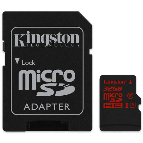 Card Memorie Kingston Micro SDHC UHS-I U3, 32GB, Clasa 10, adaptor SD inclus