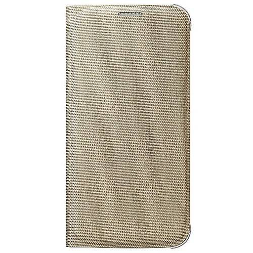 Husa tip Flip Wallet Samsung pentru Galaxy S6 G920, Auriu textil
