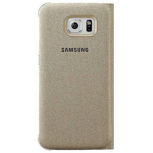 Husa tip Flip Wallet Samsung pentru Galaxy S6 G920, Auriu textil