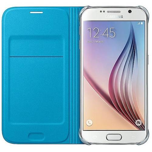 Husa tip Flip Wallet Samsung pentru Galaxy S6 G920, Albastru textil
