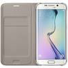 Husa tip Flip Wallet Samsung pentru Galaxy S6 Edge G925, Auriu textil