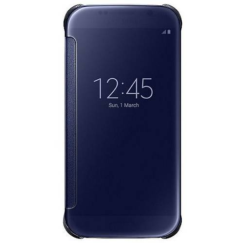 Husa tip Clear View Cover Samsung pentru Galaxy S6 G920, Negru