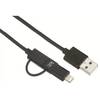 Kit Cablu date & incarcare USB - Micro USB/Lightning, 1m, Negru