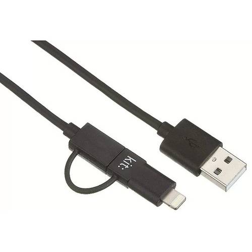 Kit Cablu date & incarcare USB - Micro USB/Lightning, 1m, Negru