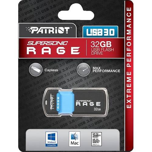 Memorie USB PATRIOT Supersonic Rage, 32GB, USB 3.0, Negru