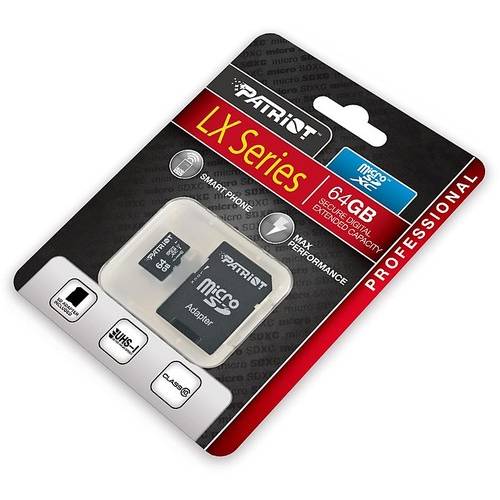 Card Memorie PATRIOT LX Series Micro SDXC, 64GB, Class 10, adaptor SD