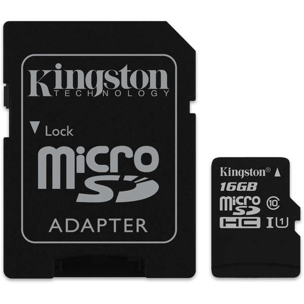 Card Memorie Kingston Micro SDHC 16GB UHS-I U1 + adaptor la SD