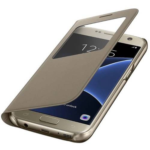 Samsung Husa S-View Cover pentru Galaxy S7, G930, Gold