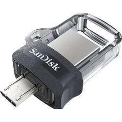 Memorie USB SanDisk Ultra Dual Drive M3.0, 128GB, USB 3.0/MicroUSB 3.0 OTG, Gri
