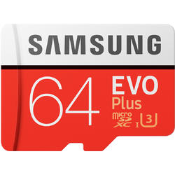 EVO Plus (Model 2017) Micro SDXC, 64GB, Clasa 10, UHS-I U3 + Adaptor SD