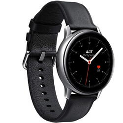 SmartWatch Samsung Galaxy Watch Active 2 (2019), 40 mm, Wi-Fi, Bluetooth, GPS, NFC, Rezistent la apa, Otel argintiu, Curea piele, Negru