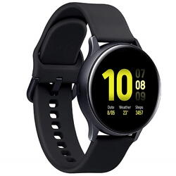 Galaxy Watch Active 2 (2019), 40 mm, Wi-Fi, Bluetooth, GPS, NFC, Rezistent la apa, Aluminiu Negru, Curea silicon, Negru
