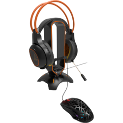 WH-200 3 in 1 Headphone Stand & Mouse Bungee & USB Hub Black