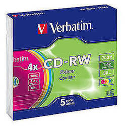 CD-RW SERL 12X 700MB Colour Slim Case