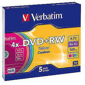 Verbatim DVD+RW SERL 4X 4.7GB Colour Slim Case (5 buc)
