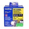 Rola continua de etichete Brother DK22606, 62mm x 15.24 m, Negru/Galben