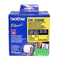 Rola continua de etichete Brother DK22606, 62mm x 15.24 m, Negru/Galben