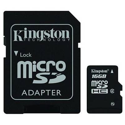 Card Memorie Kingston Micro SDHC, 16GB, Class 4 + Adaptor SD