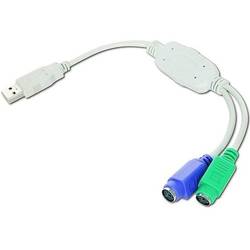 Adaptor USB Cablu de date convertor USB la 2x PS/2, 0.80m, Bulk, Alb, GEMBIRD UAPS12