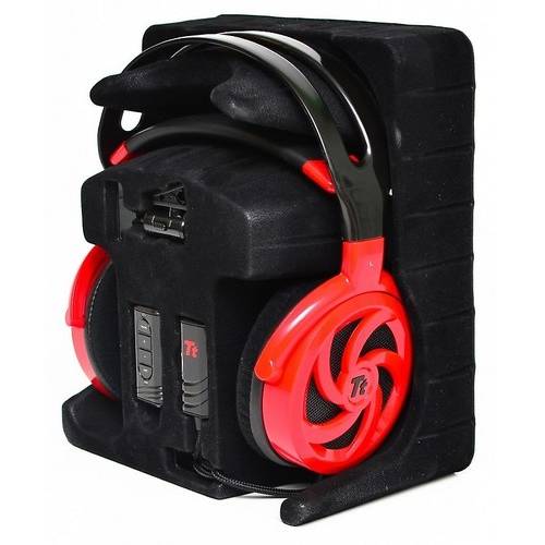 Casti gaming Thermaltake Tt eSPORTS Shock Spin HD, Jack 3.5 mm/USB, Rosu