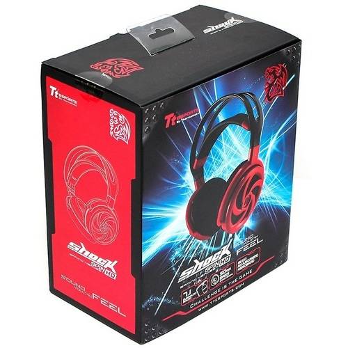 Casti gaming Thermaltake Tt eSPORTS Shock Spin HD, Jack 3.5 mm/USB, Rosu