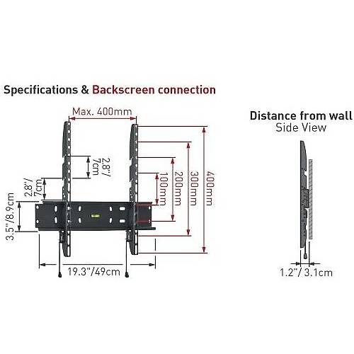 Suport TV BARKAN E30.B de perete fix pentru Televizor LED sau Plasma 12 - 56 inch , Greutate maxima 50Kg, Negru