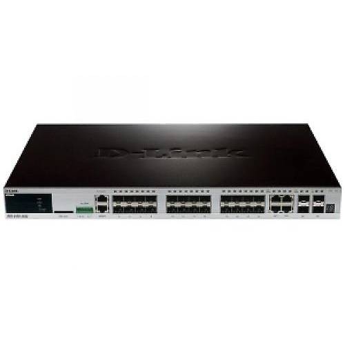 Switch D-LINK DGS-3420-28SC, 28 porturi Gigabit SFP L2+ Stackable (incluse 4 porturi Combo 1000BASE-T/SFP si 4 porturi 10 Gbps SFP+)