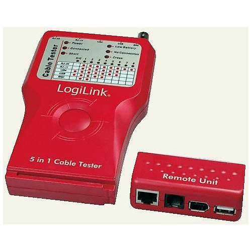 Tester cablu 5-in-1 LOGILINK (RJ-11, RJ-45, BNC, USB, IEEE1394) WZ0014