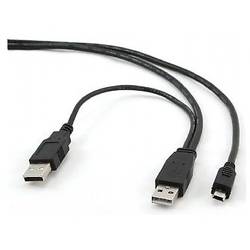 USB 2.0 dual la MiniUSB, 0.9m, Bulk, Negru