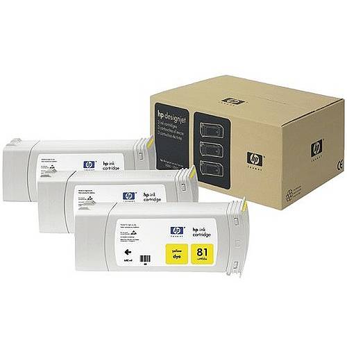 HP 81 3-pack 680-ml Yellow Dye, C5069A