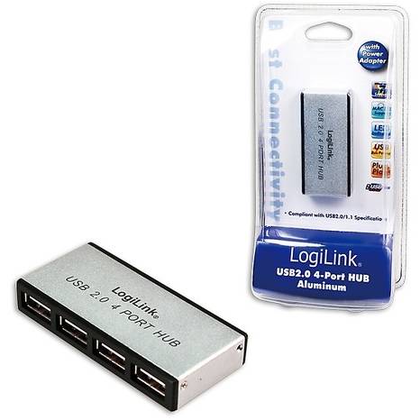 Hub USB Logilink UA0003, 4 x USB2.0, Argintiu