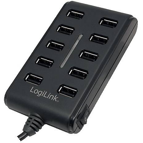 Hub USB Logilink UA0125, 10 x USB2.0, Negru