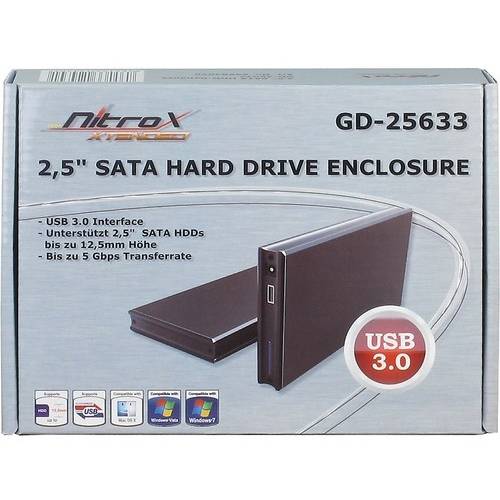 Rack Inter-Tech CobaNitrox Extended GD-25633, Extern, USB3.0 / SATA, 2.5'', Negru