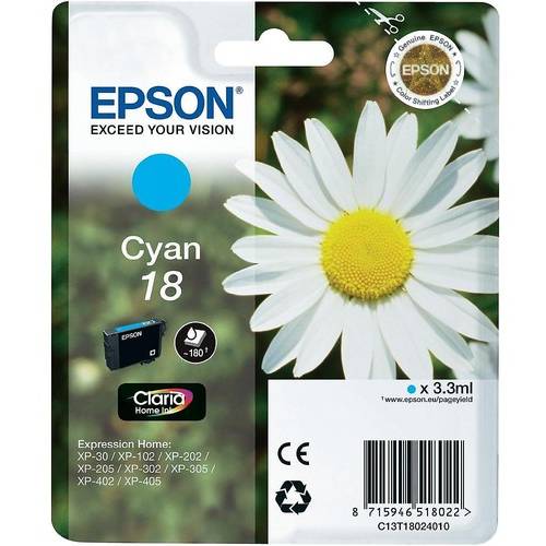 Epson cartus cerneala  Cyan 18 Claria Home Ink pentru XP-305, XP-405