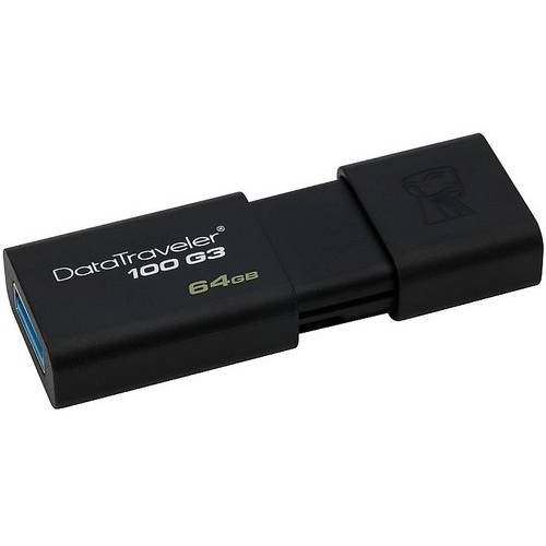 Memorie USB Kingston DataTraveler 100 G3, 64GB, USB 3.0, Negru
