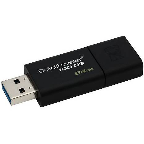 Memorie USB Kingston DataTraveler 100 G3, 64GB, USB 3.0, Negru