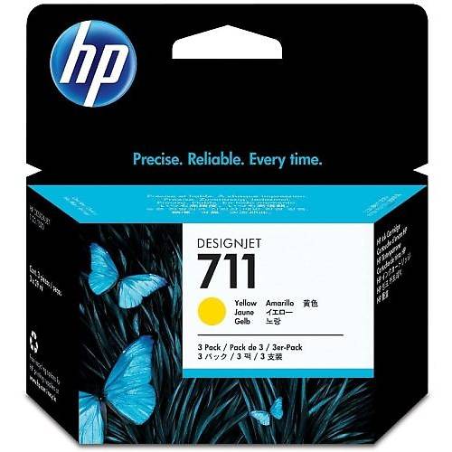 Cartus cerneala Yellow HP 711 Triple-Pack, CZ136A