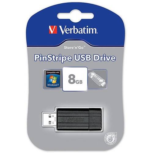 Memorie USB Verbatim Store 'n' Go PinStripe, 8GB, USB 2.0, Negru