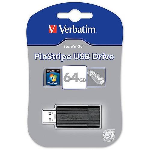 Memorie USB Verbatim Store 'n' Go PinStripe, 64GB, USB 2.0, Negru