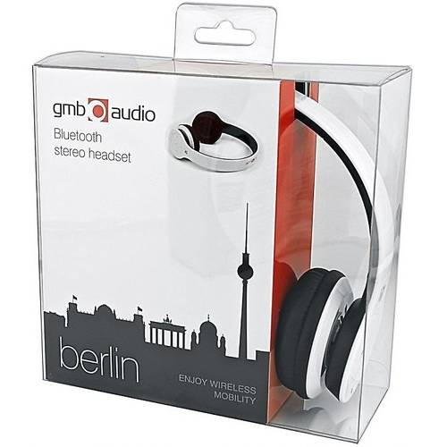 Casti Gembird Berlin, Cu microfon, frecventa 20Hz - 20kHz, bluetooth v3.0+EDR, cu acumulator Li-ion 320mAh si autonomie 10h (250h stand-by), Alb BHP-BER-W