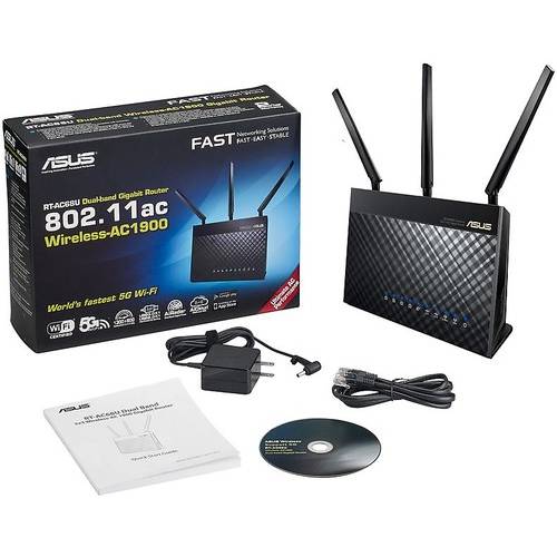 Router Wireless Asus   AC1900, 600 + 1300 Mbps, 2.4 GHz/ 5GHz