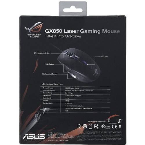 Mouse gaming Asus ROG GX850, 5000 dpi, USB, Negru