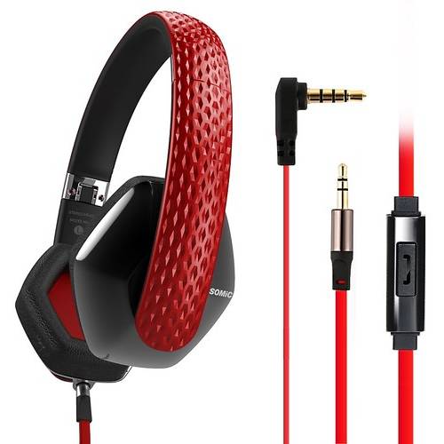 Casti Casti Over-Head Somic Milano M4 Glamour Red, Stereo, Jack 3.5 mm, Rosu