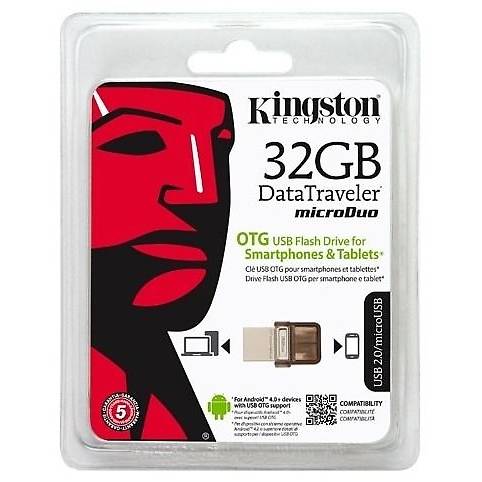 Memorie USB Kingston DataTraveler microDuo, 32GB, USB 2.0 si microUSB , Maro