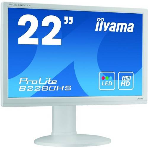 Monitor LED IIyama Prolite B2280HS-W1, 21.5 inch, Full HD, 5 ms, 1x HDMI, 1x VGA, 1x DVI, 1x Jack, Alb