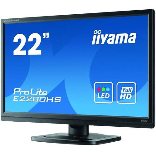 Monitor LED IIyama ProLite E2280HS-B1, 21.5 inch, Full HD, 5 ms, 1x HDMI, 1x VGA, 1x DVI, 1x Jack, Negru