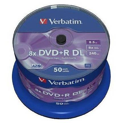 Verbatim DVD+R DL, 8.5 GB, 8x, Spindle 50 bucati